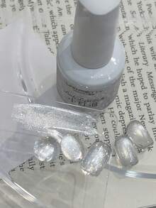 2026 New White Water Cat Eye Nail Gel, Gold Thread Glass Bead Crystal Rhinestone Glossy Effect, Brightening Versatile Suitable For All Skin Tones, Long-Lasting Durable, Professional Nail Salon Wearable Nail Light Therapy Gel - Multicolor - View 10