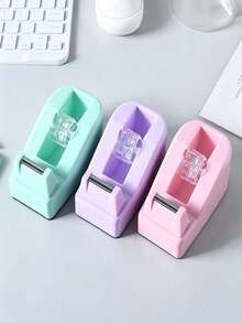 1pc Macaron Color Desktop Tape Dispenser, Non-Slip Base Small Plastic Tape Cutter, Student Office And Washi Tape Stationery, Hidden Blade, Safer, Student Planner Handmade Washi Tape Holder, Home School Office Stationery - Macarons - View 3