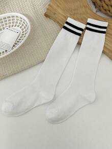1 Pair Kids Summer Football Socks, Moisture-Wicking Breathable, Striped Knee-High Socks, Sports Socks, Suitable For 8-14 Years Ol, First Day Of School - Multicolor - View 11