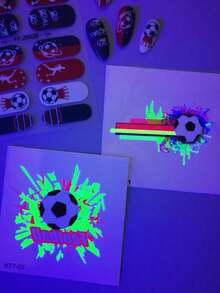 1 Set Fan Celebration Kit, British Football Style Nail Stickers + Graffiti Tattoo Stickers, Match Fan Party Atmosphere Support Tool, DIY Nail Art Stickers And Body Decoration Stickers - Multicolor - View 7