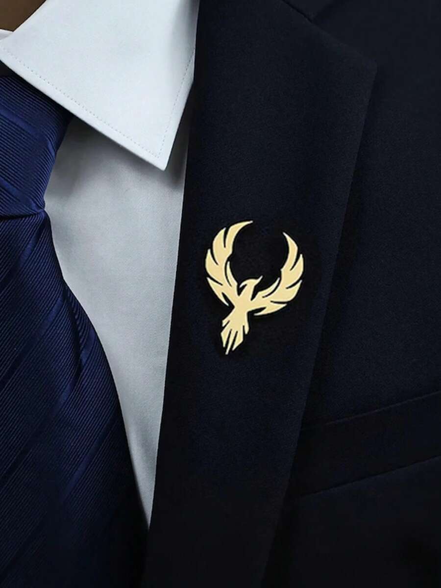 suteyi Phoenix Wing Brooch, Stainless Steel 18K Gold Plated Lapel Pin
