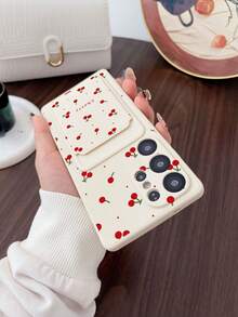 Funda de teléfono Pure Android Series #1 blanca de TPU con estampado de cerezas estilo femenino, ranura para tarjeta, 2 en 1, protectora de cobertura completa, a prueba de polvo y agua, carcasa blanda, versátil y personalizada, compatible con Galaxy S26 S25 S24 S23 S22 S21 S20 Plus Ultra FE y Galaxy A56 A55 A54 4G 5G - Multicolor - View 5