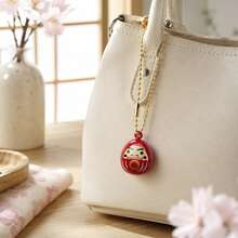 Japanese Style Daruma Water Koto Bell Pendant, Lucky Charm For Wealth And Fortune, Bag Charm, Keychain, Phone Strap, Backpack Accessory, USB Drive Pendant, Healing Japanese Style Gift, Lucky Small Bell Decoration - Multicolor - View 4