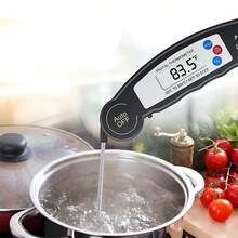 廚房可折疊食物溫度計，水溫計，數位溫度計，烹飪溫度計，快速讀數溫度計，適用於烹飪食物、烘焙液體、糖果、燒烤 (不含電池) - 多色 - 查看 4