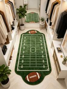 1pc Football Field Shaped Decorative Rug, Bedroom Decor, Floor Mat, Carpet, Home Decor, Living Room Rug, Living Room Small Rug, Bedroom Carpet, Living Room Home Decor, Outdoor Carpet, Washable Rug - Multicolor 5 - View 3