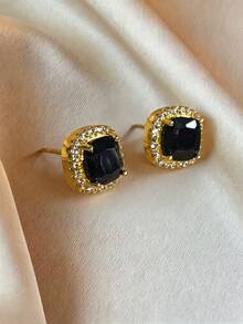 1 Pair Gold Elegant Exquisite Jewelry Cute Summer Vintage Fashion Minimalist Niche Elegant Versatile Dangle Artificial Zirconia Pierced Ear Stud Earrings Set Suitable For Women Daily Wear Holiday Wedding Banquet - Gold - View 5