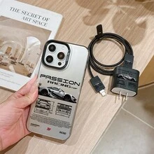 6件/組 一體化彩色銀黑卡通賽車手機殼圖案 + 充電頭套 + 線材保護套 + 收納繩 + 數據線保護繩 TPU 防摔保護殼，適用於 Apple 6 7 8 XXs XR XS Max 11 12 13 14 15 16 Pro Max，適合作為情侶、女性、女兒、男朋友、女朋友、青少年女孩的生日和聖誕禮物 - 彩色 - 查看 2