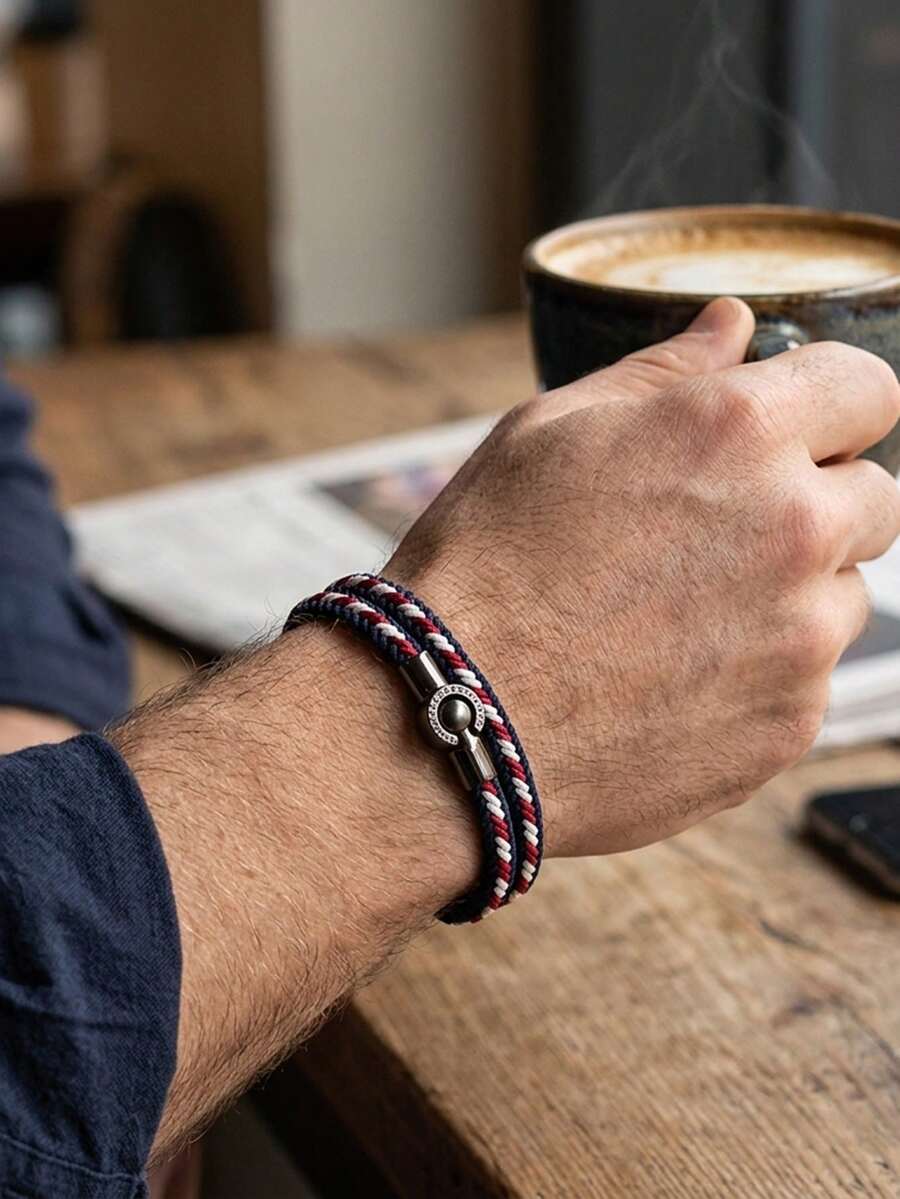 diffone Fashion Handmade Double Rope Men Bracelet Charms Black Magnetic Simple Bracelet For Men Armband Jewelry - Men's Multi-layered Bracelet - View 1