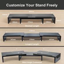 Dual Wooden Monitor Stand,Adjustable Length And Angle For Portable Monitor And Desktop PC Monitor - View 2