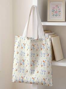 1pc Floral Print Tote Bag, Lightweight , Multi-Use Shoulder/Hand Bag For Students, Commuting & Daily Shopping - Multicolor - View 9