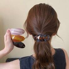 1pc Hot-Selling Fashion 9cm Oval Hair Clip, Vintage Marble Pattern Acetate Spring Clip Hair Accessory For Women And Girls - Multicolor - View 6