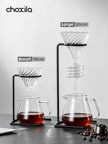 choxila 1pc Vintage Handle Coffee Pour Over Kettle Metal Stand Drip Glass Filter Cup Universal - Filter Cup Holder - View 2