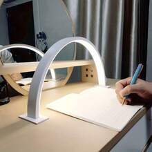 Moon-Shaped LED Desk Lamp, 2-In-1 Nail Art & Reading Light, Even Illumination, Space-Saving Design, Eye-Protection Flicker-Free, Adjustable Brightness & Color Temperature, Stepless Dimming, Metal Build, Perfect Study Companion - Multicolor - View 12