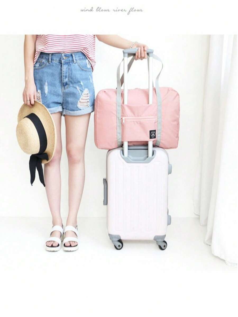 1件飛機旅行折疊收納袋，行李拉桿套收納袋，大容量搬家行李衣物整理袋