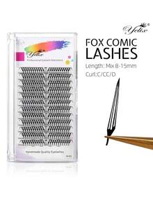 12 Rows Premade Spike Eyelash Extensions 0.07mm Air Series Feather Shape Manga Anime Individual Lashes 8-15mm Mixed Volume Fans DIY Clusters Lashes - 查看 18