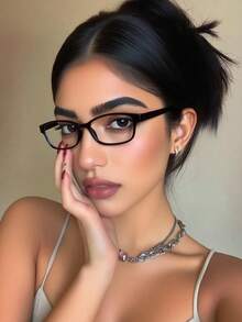 1pc Square Plastic Computer/Gaming/TV/Phone Glasses, Reduce Eye Fatigue, Light Glasses, Fashion Clear Lens Eyeglasses Frame - Clear - View 5