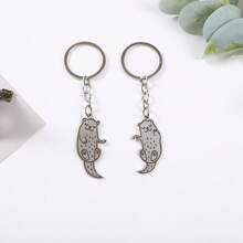 1pc Cute Otter Metal Keychain, Cartoon Animal Bag Charm, Back To School Aesthetic Accessory - Multicolor - View 5