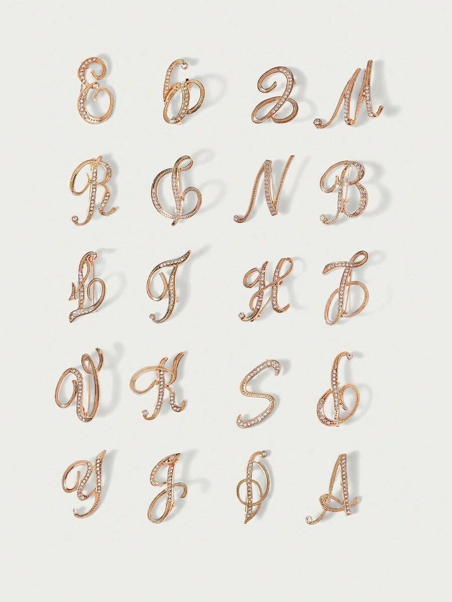 Glisma 1 件 A-Z 字母胸针,欧式水钻别针,合金材质,镶嵌闪亮宝石,非常适合搭配西装、衬衫、夹克、连衣裙,展现优雅与时尚背包,适合学校办公室配饰珠宝圣诞节万圣节衣服别针有趣可爱的教师礼物 - 彩色 - 查看 1