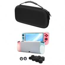 1件 Switch OLED 遊戲保護殼 + 10件搖桿帽 + 1件收納袋套組，防摔防塵防刮矽膠遊戲配件，人體工學握感適合舒適長時使用並增強遊戲控制，實用遊戲配件 - 保護套+搖桿帽+收納包 套裝 - 查看 13