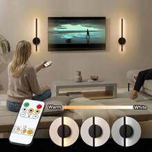 1pc/2pcs Battery Powered Wall Light, Wireless Rechargeable Black Wall Lamp With Remote Control Dimmable, Cordless Wall Light Decoration For Living Room, Bathroom, Hallway, Timer Function - Black - View 11