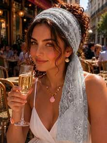 1pc Women's Floral Lace Scarf Headscarf Set, Lightweight And Breathable, Suitable For Beach, Daily, Party And Formal Occasions Summer Hair Accessory, Beach Women's Headscarf, Vacation Headband, Fashion Headband - Multicolor - View 13