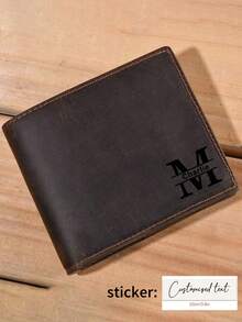 Customizable Men's Wallet, Multiple Colors, Personalized Name Artificial Leather Card Holder, Business Style, Short Bifold, Men's Fashion Accessory - Multicolor - View 6
