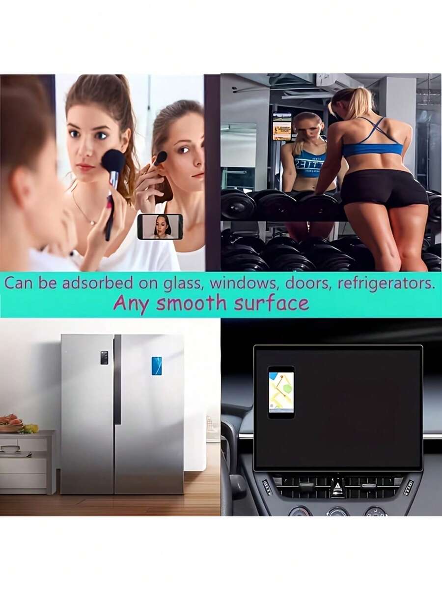 Non-Slip Portable Double-Sided Silicone Suction Cup Detachable Square Phone Holder, Silicone Phone Accessory, Suitable For IPhone And Android Phones, Adjustable Angle, Compact Design, Suitable For Makeup, Dance, Fitness, Yoga, Bathing And Watching TV