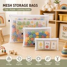 2pcs/5pcs/8pcs/16pcs Kids Mesh Storage Bag Set, Zippered Organizer Bags For Puzzles, Building Blocks And Children's Learning Supplies - Multicolor - View 4