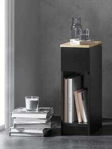 Mesita de noche estrecha SoBuy de 20 cm con cajón, mesa auxiliar que ahorra espacio para habitaciones pequeñas, dormitorio, sala de estar, color negro, 20x35x60 cm, FBT111-SCH - Negro - Ver 3