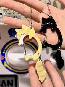 Cute Swinging Cat Tail Keychain, Random Color & Style, Adorable Cat-Shaped Keychain Pendant, Suitable For Wallet, Backpack, Travel Box, Office Decor, Perfect Gift For Cat Lovers - View 4