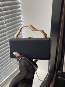 輕奢小眾高端女款方盒包，大容量斜挎包，通勤小方包 - 黑色 - 查看 7