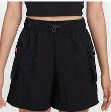 Nike 女款寬鬆休閒運動工裝短褲，秋季新款 HM4597-010 - 黑色 - 查看 2