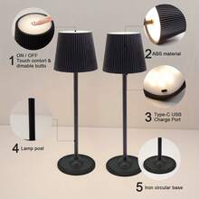 LED Premium Touch Control Tall Table Lamp, USB-C Charging Port, 3-Color Stepless Dimming, Touch Control, Smart Lighting, Bedside Night Light, Height Adjustable, Metal Body - Modern Mushroom Lampshade Design, Suitable For Home Decor, Living Room, Patio, Dining Room, Bar - Tall Lamp - View 9