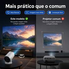 Smart Projetor Portátil HY300 Pro Android Dual WiFi6 Bluetooth 1080P Full HD Suporte 4K Bivolt Mini Projetor para Cinema em Casa Ao Ar Livre Escritório Compatível com Celular Notebook Videogame Entradas USB SD AV Conexão Fácil - Plugue Brasil (127V/220V) - Visão 7