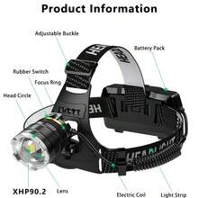 1件可縮放感應式LED頭燈，便攜式釣魚手電筒，可充電戶外露營狩獵工作燈，免手持 - 彩色 - 查看 5
