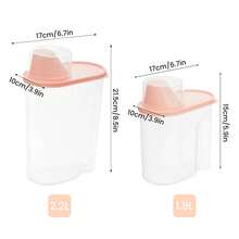 Cereal Storage Containers  – Airtight Kitchen Plastic Dry Food Dispenser With Measuring Cup For Cereals, Rice, Pet Food, Flour - Clear - View 2