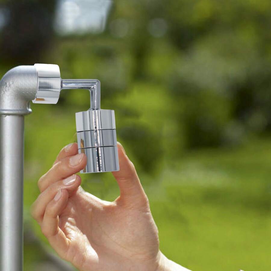 720-Degree Rotating Faucet Filter, Universal, With 2 Modes: For The Bathroom, For Rinsing Eyes, Hair And Face - Silver - View 1