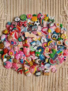 10pcs/20pcs/30pcs/50pcs/100pcs Random Style Shoe Charms, Fashionable Cute Cartoon Design Shoe Charms, Compatible With Clogs Random Style Decorative Buckles (Random Style: Various Styles, Uncertain, Only Partial Images Shown). Please Select Quantity Based On Your Needs, Patterns Are Random. - Multicolor - View 1