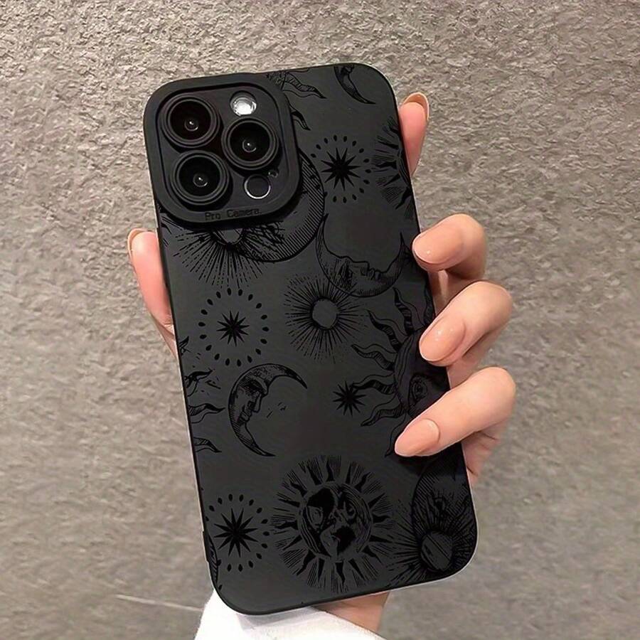 Black Eye Moon Face Pattern Phone Case - 黑色 - 查看 1
