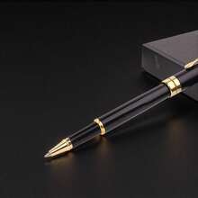 Classic Black Metal Rollerball Pen / Smooth-Writing Black Metal Gel Pen (0.5mm, Refillable) - Minimalist Business Pen; Suitable For Office And Study; Elegant Signature Pen; Ideal For Professionals., Back To School - Ballpoint Pen - View 4