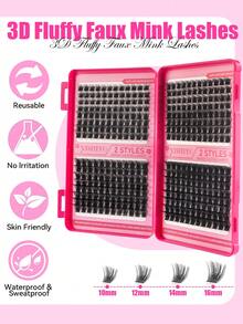 Kit de 384 piezas de pestañas individuales y adhesivo, racimos de pestañas de longitud mixta, juego de extensiones de pestañas DIY para principiantes, paquetes de pestañas postizas DIY mixtas con apariencia natural, delgada, gruesa y duradera, el juego de extensiones de pestañas DIY incluye adhesivo, sellador y pinzas, adecuado para principiantes para usar en casa o en movimiento, para la vida diaria, fiestas y festivales de música - Multicolor - Ver 5