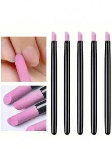 5pcs/Set Quartz Stone Nail Care Tools Exfoliator Professional Manicure Tools Including 45° Nail Pusher, Buffer Block, Foot Care Cleanser - Multicolor - View 1