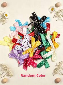 (50 Pieces/Bag) Satin Polka Dot Bows, 4cm Ribbon Bow With Various Colors For Gift Decoration And Making Hairpin Headwear, DIY - Polka Dot Bow - View 15