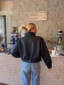 Giolshon Street Rider Style Retro PU Leather Jacket For Women - Suitable For Spring, Autumn And Winter - Black - View 2