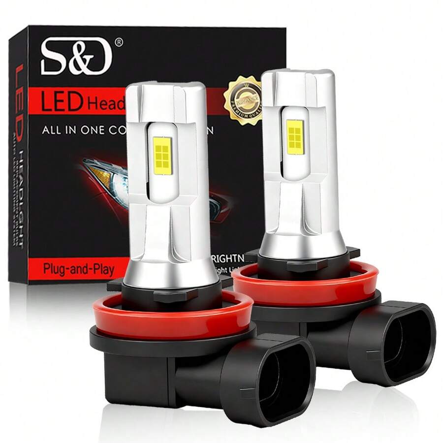 S&D H11 LED 車用霧燈燈泡 60W 30000LM HB3 9005 HB4 9006 LED 霧燈燈泡 汽車燈具 白色 12V - A - 查看 1
