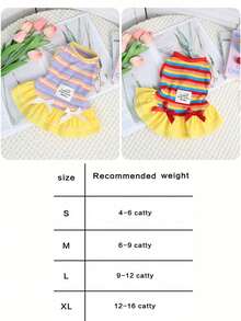 Lightweight And Fashionable Pet Rainbow Stripe Dress For Spring And Summer Pet Clothing With Bow, Suitable For Cute Daily Wear, Garden Stroll, Family Travel, Festivals, Gatherings, Seasonal Activities, Adding Elegant And Fresh Style To Your Pet - Multicolor - View 4