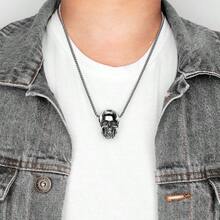 Gothic Reality Skull Stainless Steel Men Necklaces Pendants Chain Punk For Boyfriend Male Jewelry Creativity Gift - Silver - View 6