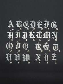 1 pieza Tobillera de acero inoxidable con diseño creativo de 26 letras en inglés antiguo para hombre - Plateado - Ver 3