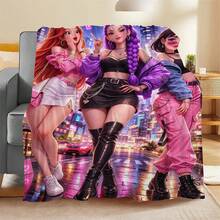 1PC Fashionable K-Pop Style Flannel Blanket, Suitable For Sofa, Bed, Living Room, Travel, Office, Shawl, Nap, Air Conditioning, Bed Sheet, Camping, Halloween, Thanksgiving, Christmas Gift - Multicolor - View 9