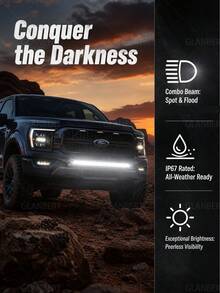 GLANBERT 1pc 11 Inch Ultra-Thin Single Row LED Work Light, Super Bright Front Bumper Spot Light, Off-Road Vehicle Grille Modification Light, 12V 24V Suitable For Trucks, Pickups, Tractors, Trailers, Etc. - Long Strip Lights - View 7